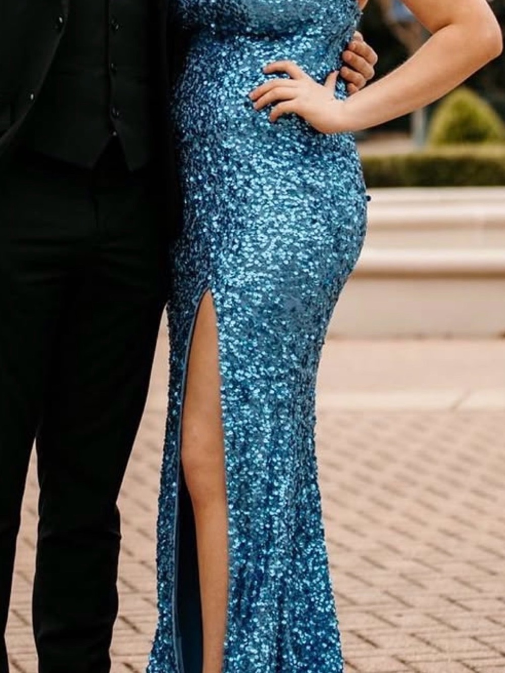 Blue Sequin Slit prom/hoco dress